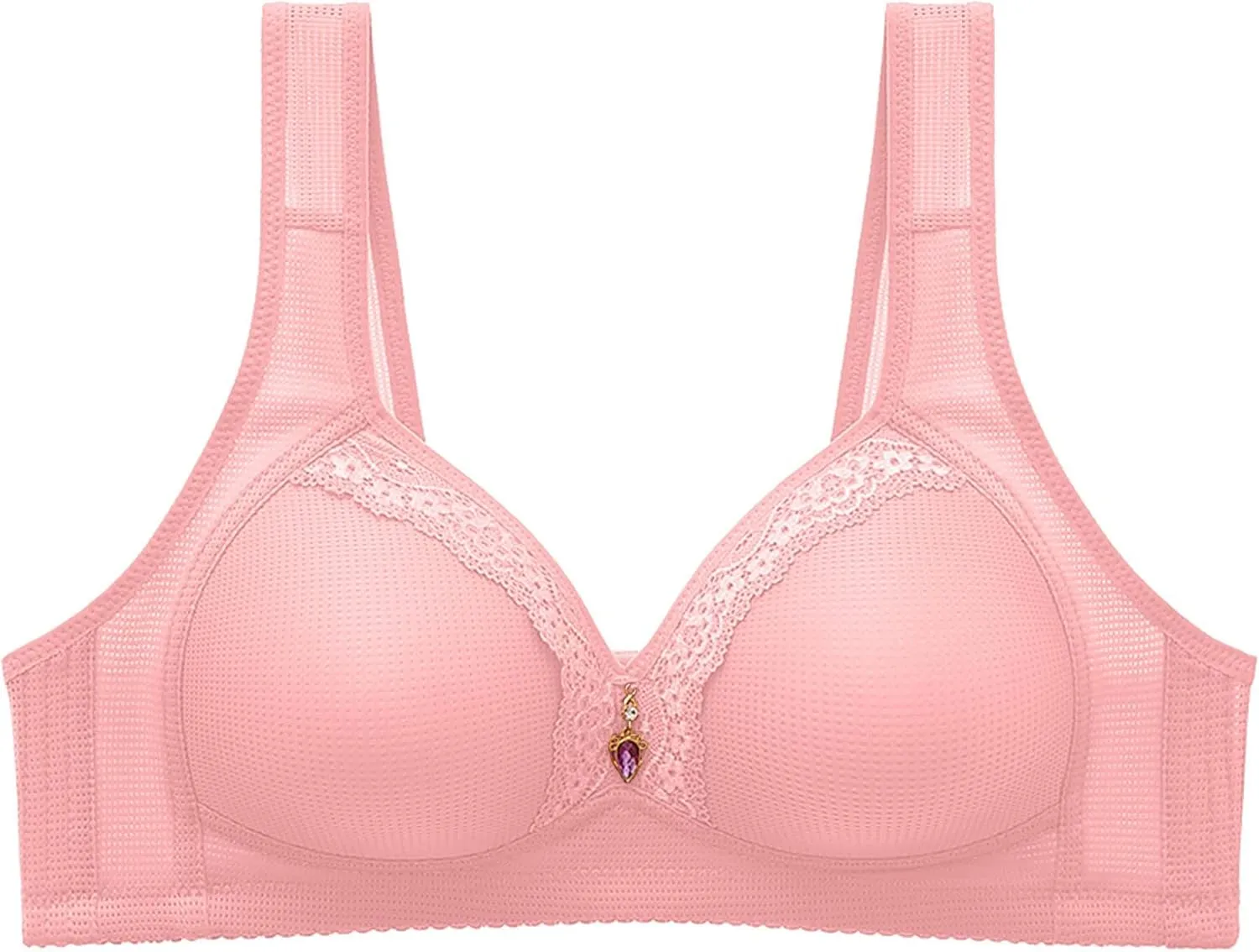 Women's Plus Size Lace Bra Sexy Comfortable Full Coverage Push Up Bra Strap Seamless Breathable Wireless Bralettes