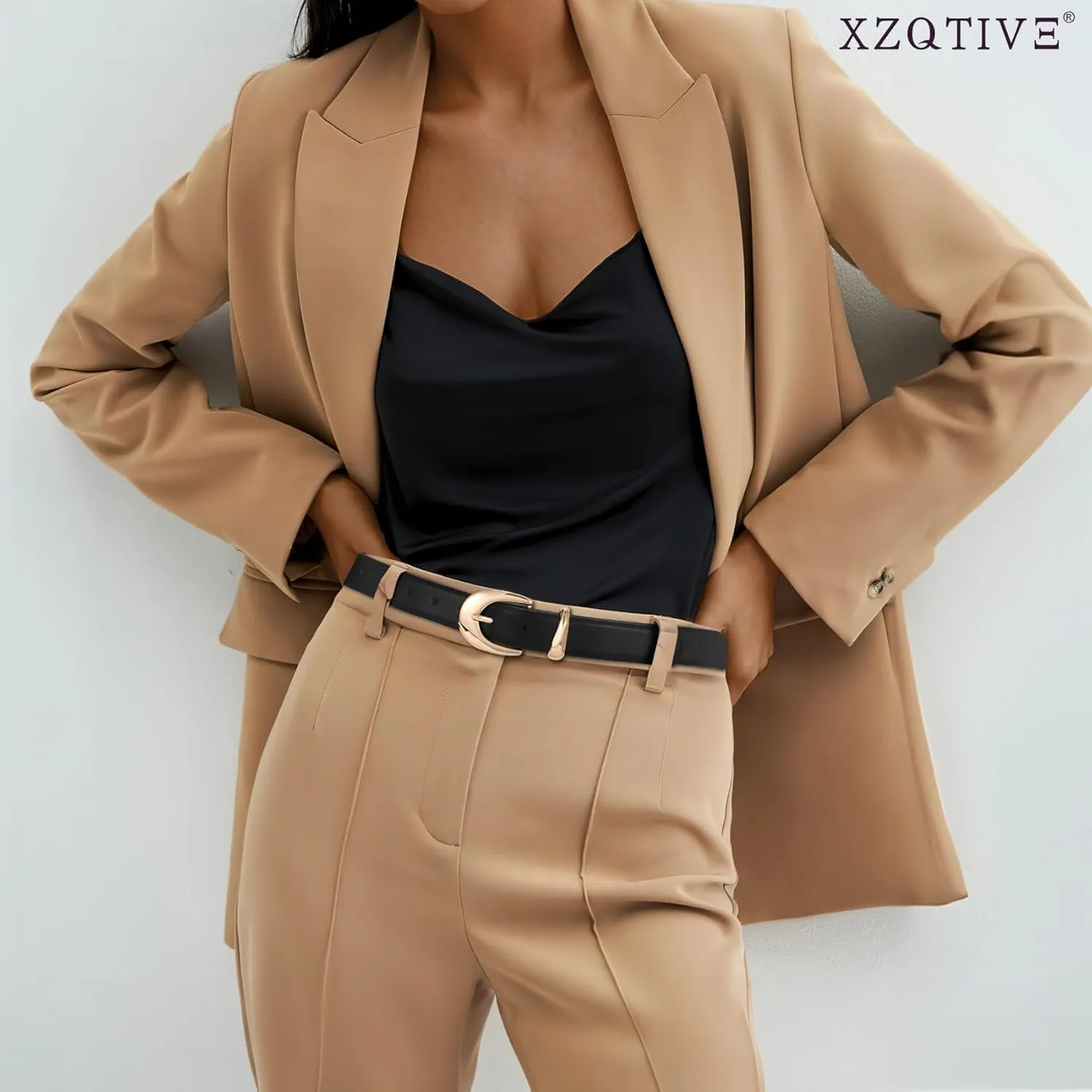 XZQTIVE Women Leather Belt for Jeans Pants Ladies Fashion Skinny belt with Gold Silver Buckle
