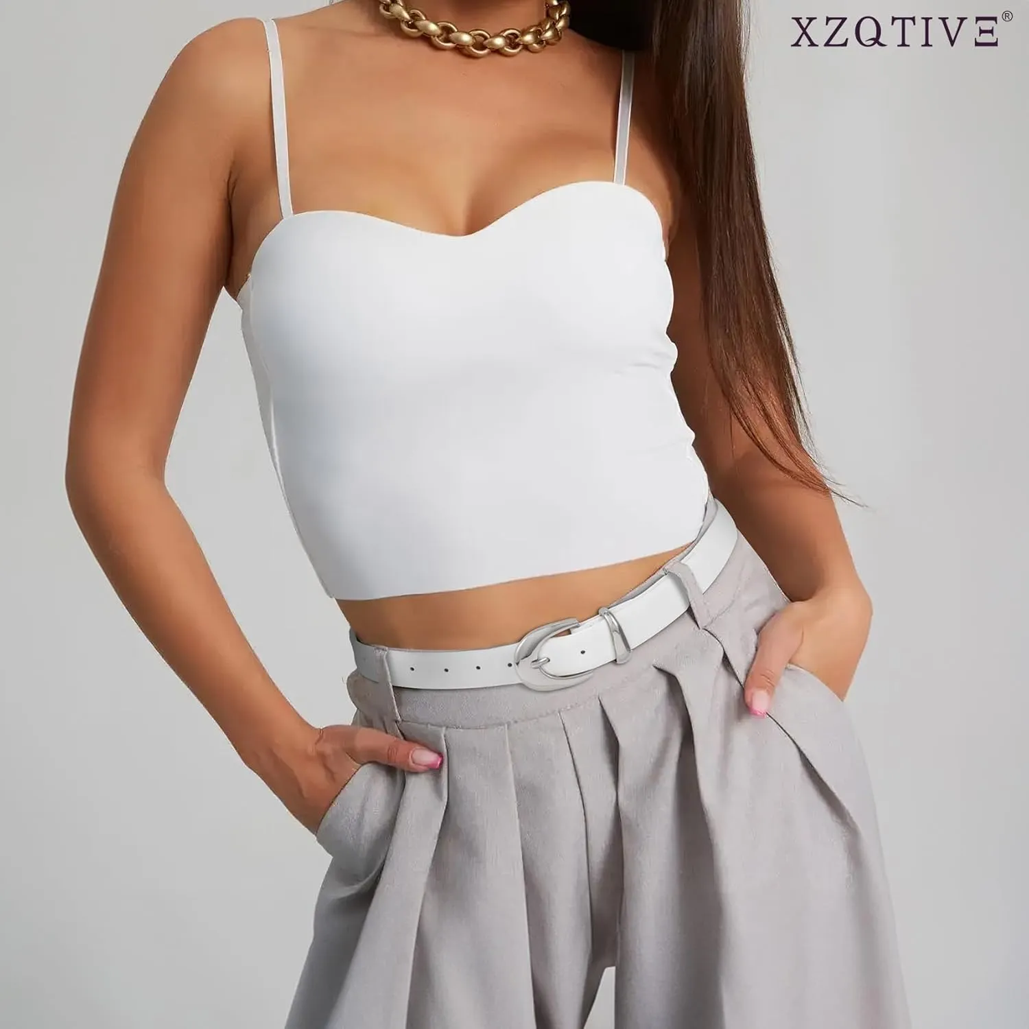 XZQTIVE Women Leather Belt for Jeans Pants Ladies Fashion Skinny belt with Gold Silver Buckle